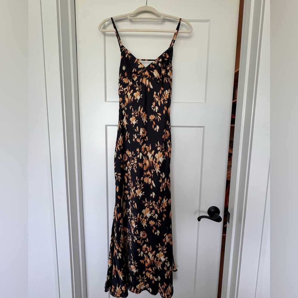 Floral Black and Brown Maxi Dress